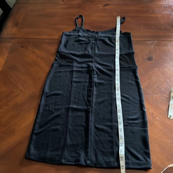 Basic House Black Knit Dress Juniors Size Small Sheer Dot Insets Cutouts Mini - Picture 9 of 11